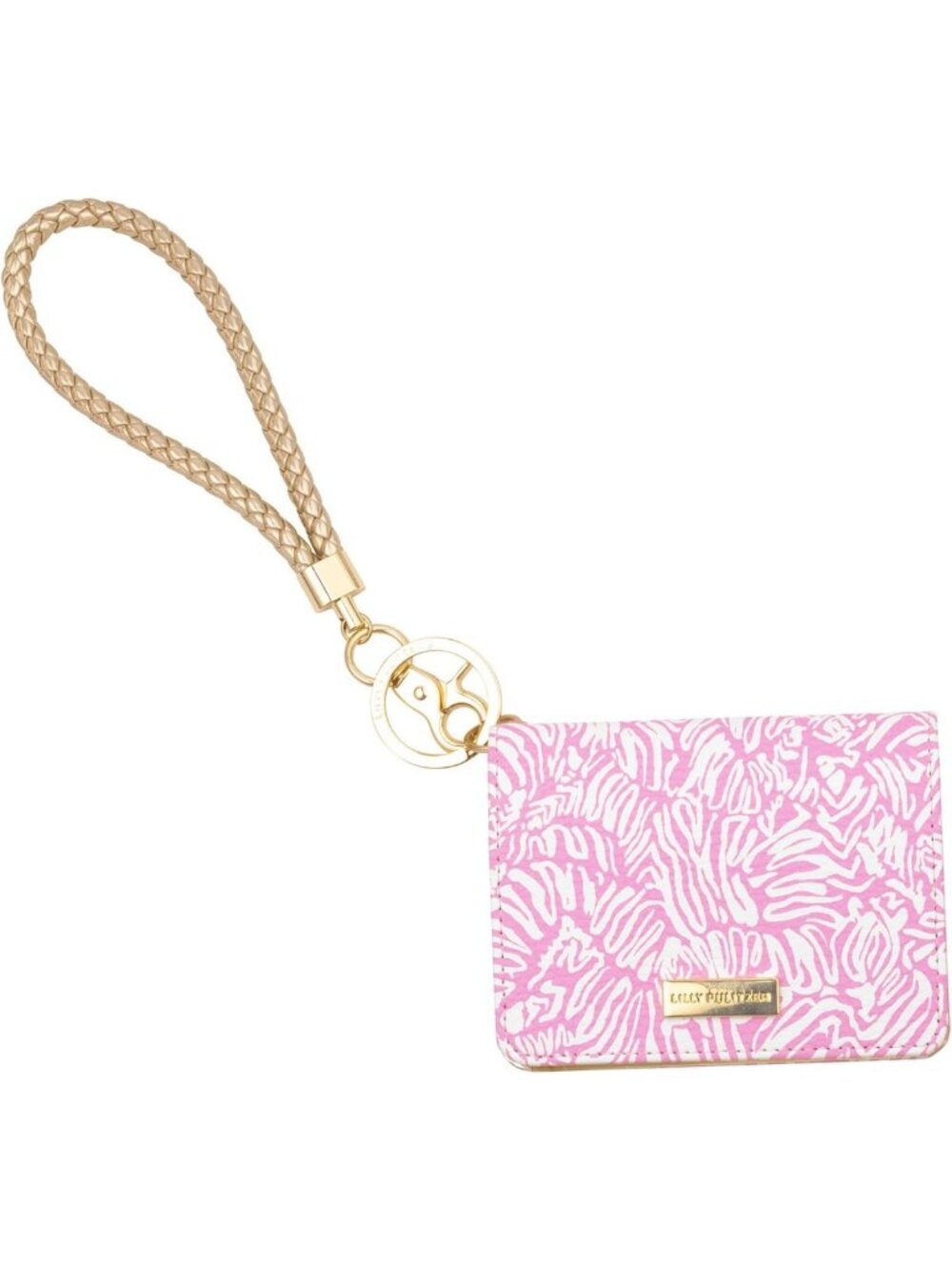 Cute Pink Snap ID Card Case | Slim Keychain Wallet with Wristlet Strap | Credit
